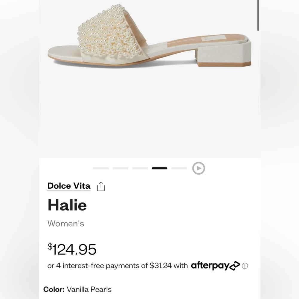 Dolce Vita Pearl-Beaded Cream Slide Sandals - Picture 7 of 7